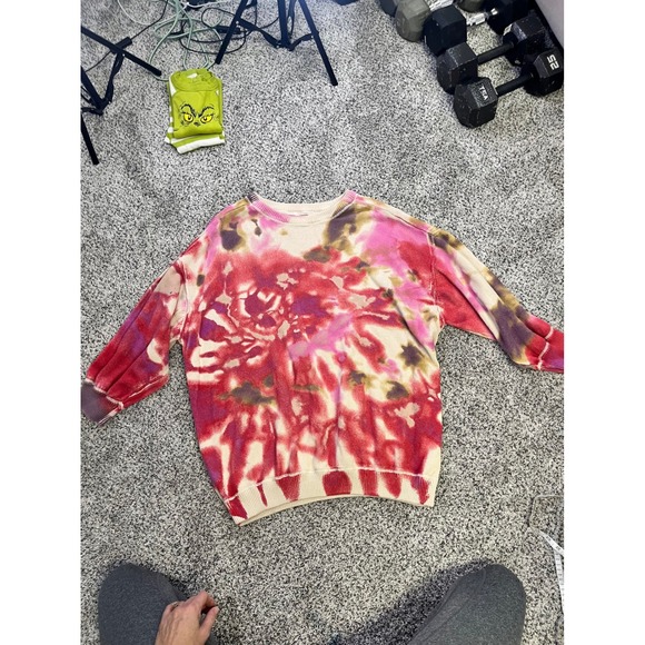 Natural Life Tie Dye Knit Sweater Women's Size L XL Pink Red Cream - Picture 3 of 10